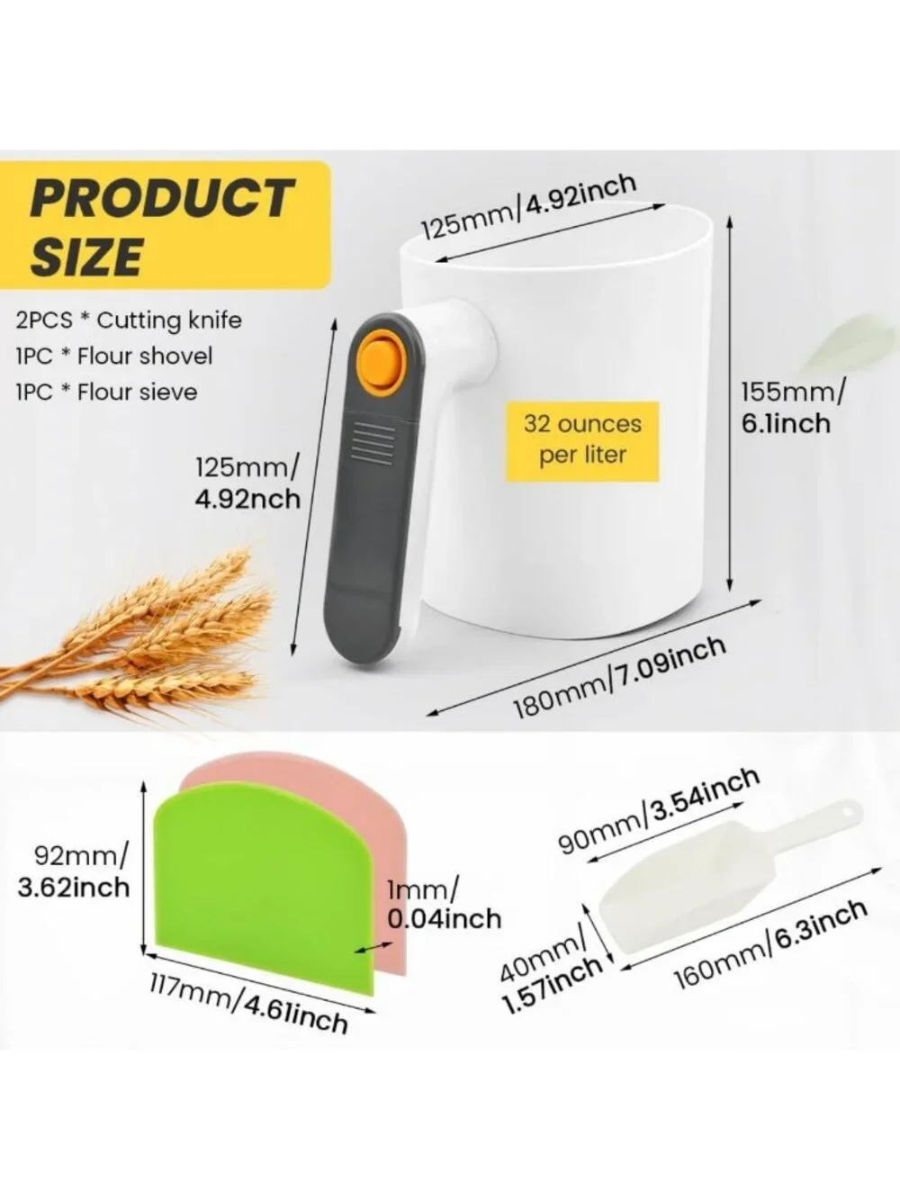 Electric Flour Sifter - Battery Operated, 4 Cup Capacity, One-Hand Operation